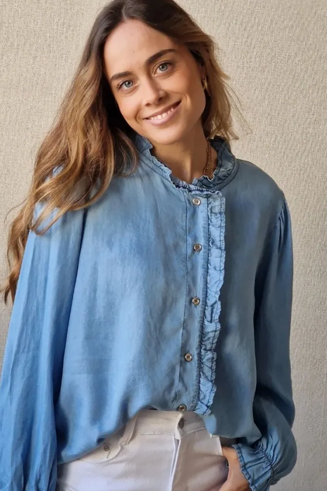Camisa denim azul