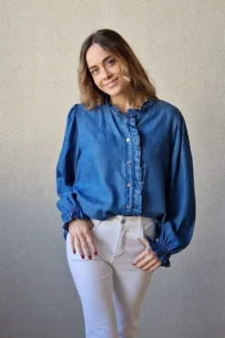 Camisa denim azul jean