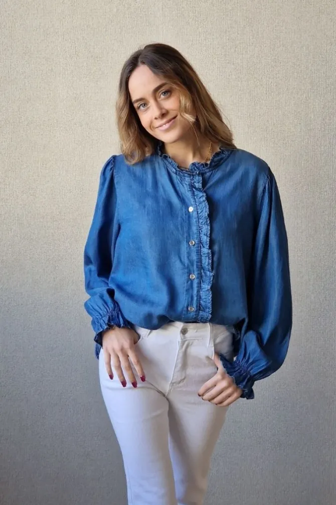 Camisa denim azul jean