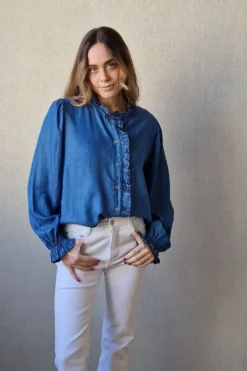 Camisa denim azul jean