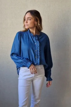 Camisa denim azul jean