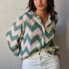Camisa estampada ikat verde
