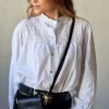 Camisa fruncida lurex blanca