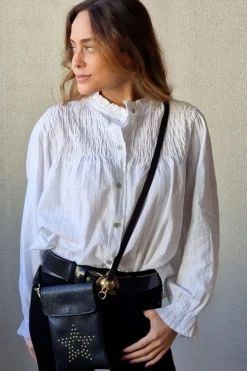 Camisa fruncida lurex blanca