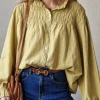 Camisa fruncida lurex mostaza