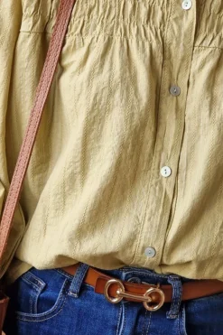 Camisa fruncida lurex mostaza