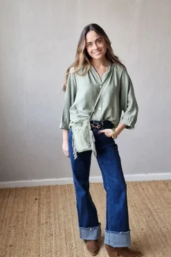 Camisa manga francesa verde