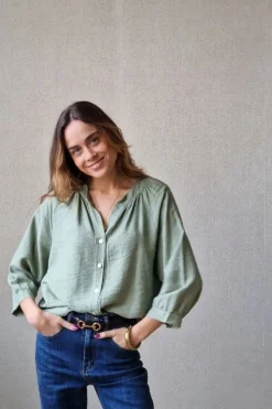 Camisa manga francesa verde