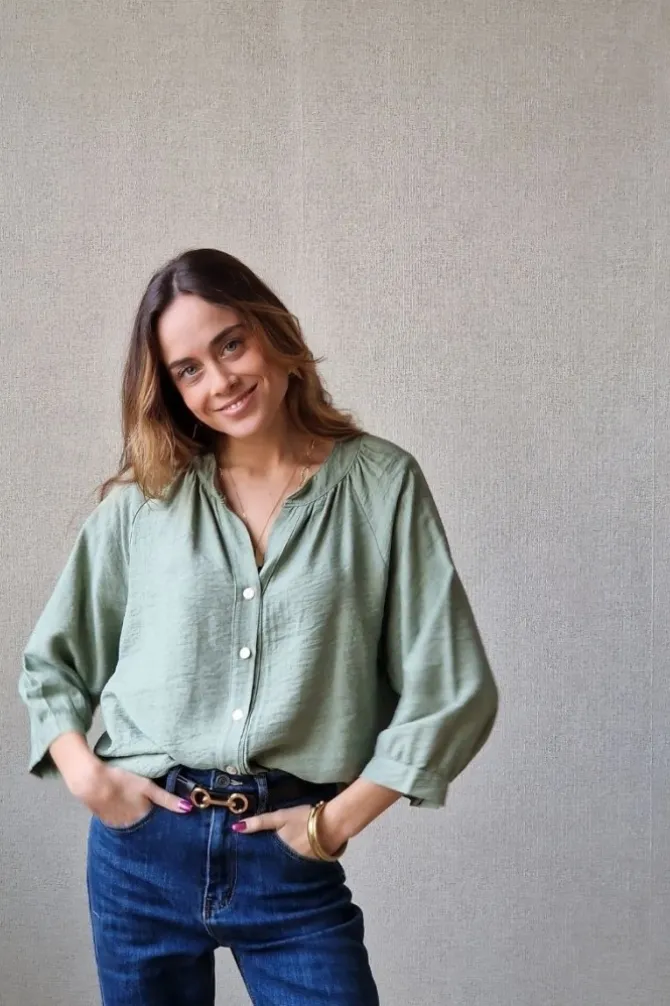 Camisa manga francesa verde
