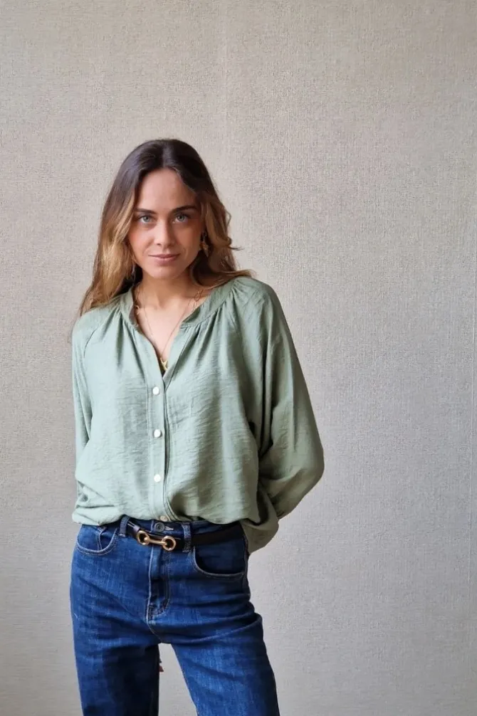 Camisa manga francesa verde