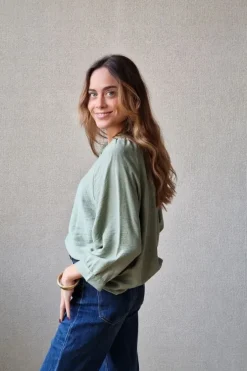 Camisa manga francesa verde