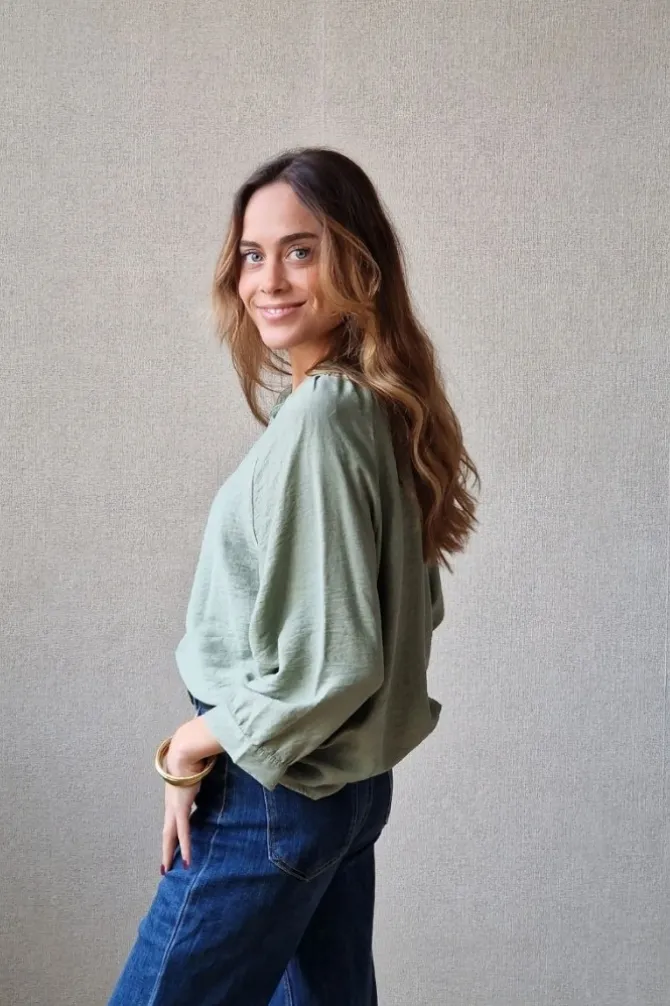 Camisa manga francesa verde