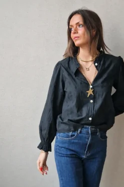 Camisa negra teen con bordados