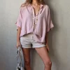 Camisa rosa de lino