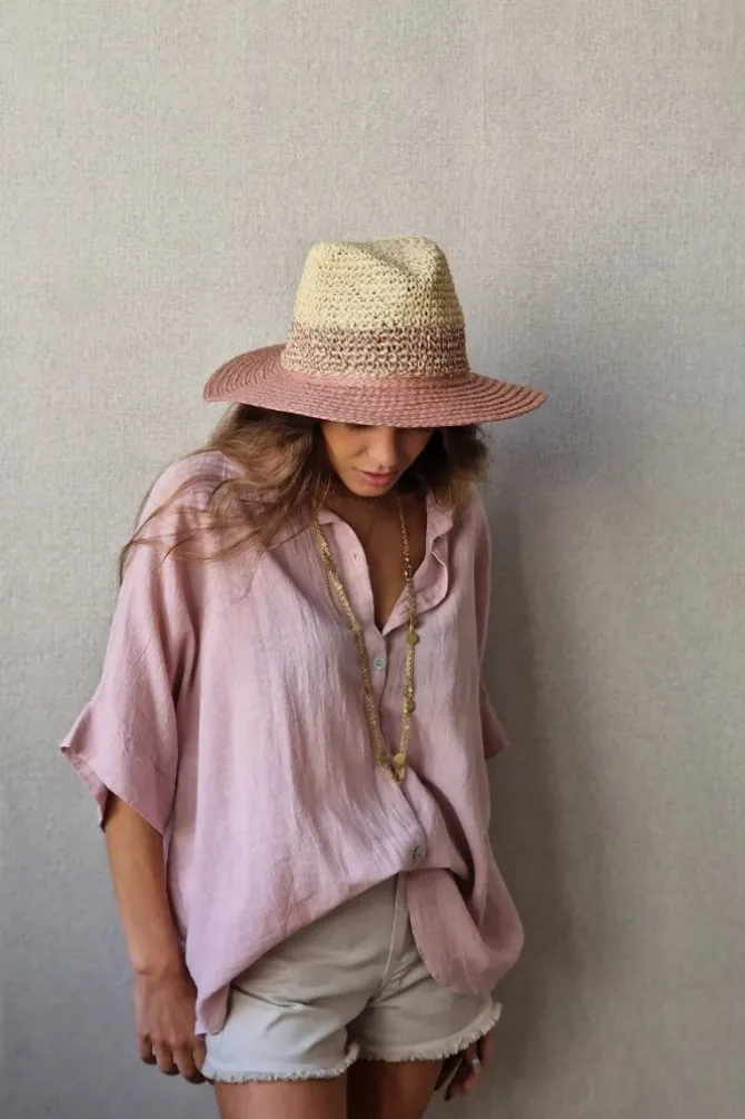 Camisa rosa de lino