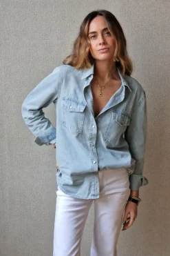 Camisa vaquera azul lavada