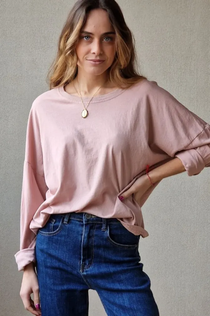 Camiseta manga larga básica rosa
