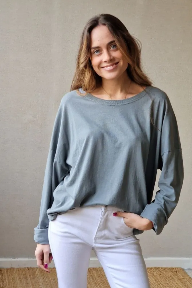 Camiseta manga larga básica gris
