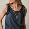 Camiseta tirantes volante manga gris oscuro