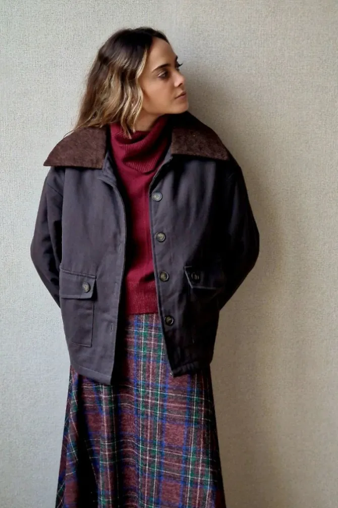 cazadora corta tipo barbour