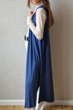 Chaleco Emma de punto largo azul