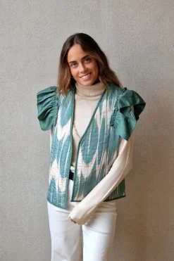 Chaleco ikat estampado verde