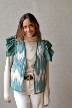 Chaleco ikat estampado verde