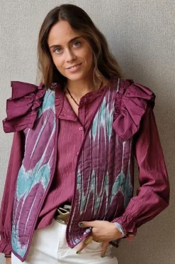 Chaleco ikat estampado berenjena