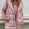 Chaleco rosa reversible acolchado vichy rosa