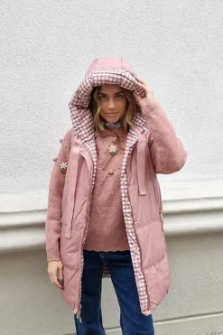 Chaleco rosa reversible acolchado vichy rosa