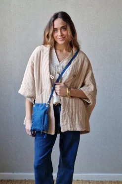 Chaqueta acolchada con botón beige