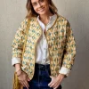 Chaqueta acolchada ikat mostaza
