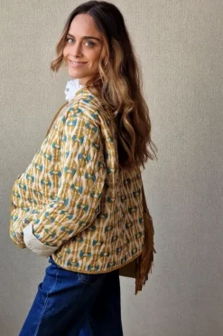 Chaqueta acolchada ikat mostaza