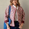 Chaqueta acolchada ikat rosa