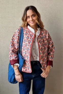 Chaqueta acolchada ikat rosa