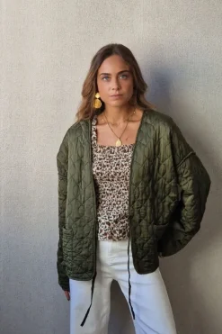 Chaqueta acolchada verde militar