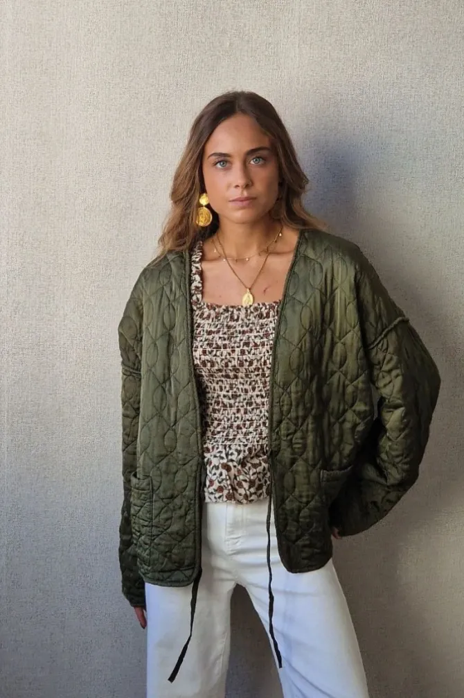 Chaqueta acolchada verde militar