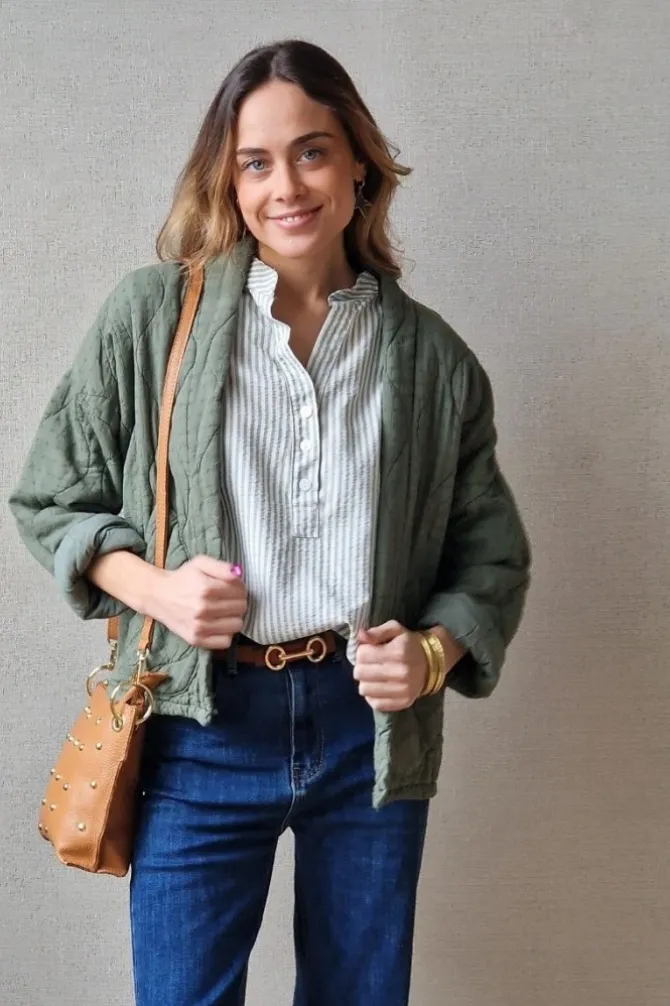 Chaqueta acolchada verde militar