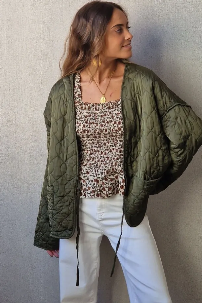 Chaqueta acolchada verde militar