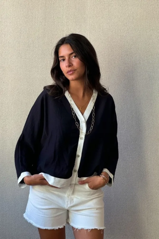 Chaqueta bicolor negra