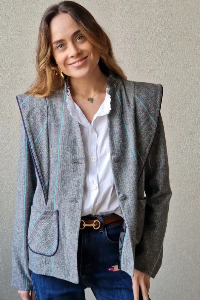 Chaqueta de espiguilla negra