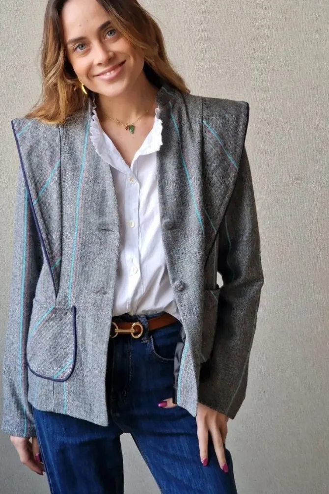 Chaqueta de espiguilla negra