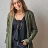 Chaqueta de punto de canalé con brillos verde militar