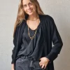 Chaqueta de punto de canalé con brillos negra