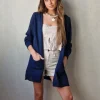 Chaqueta de punto frio azul marino