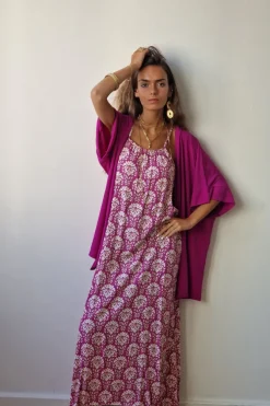 Chaqueta de punto frío en color magenta