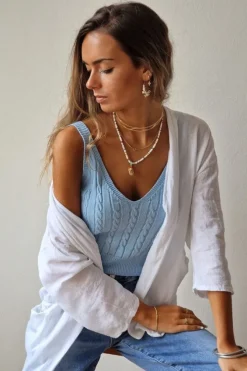 Chaqueta de tipo lino en color blanco