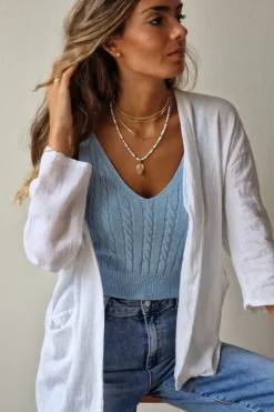 Chaqueta de tipo lino en color blanco