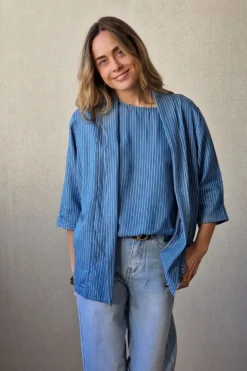 Chaqueta denim tipo kimono azul jeans