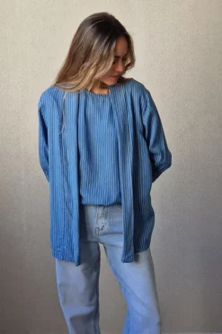 Chaqueta denim tipo kimono azul jeans